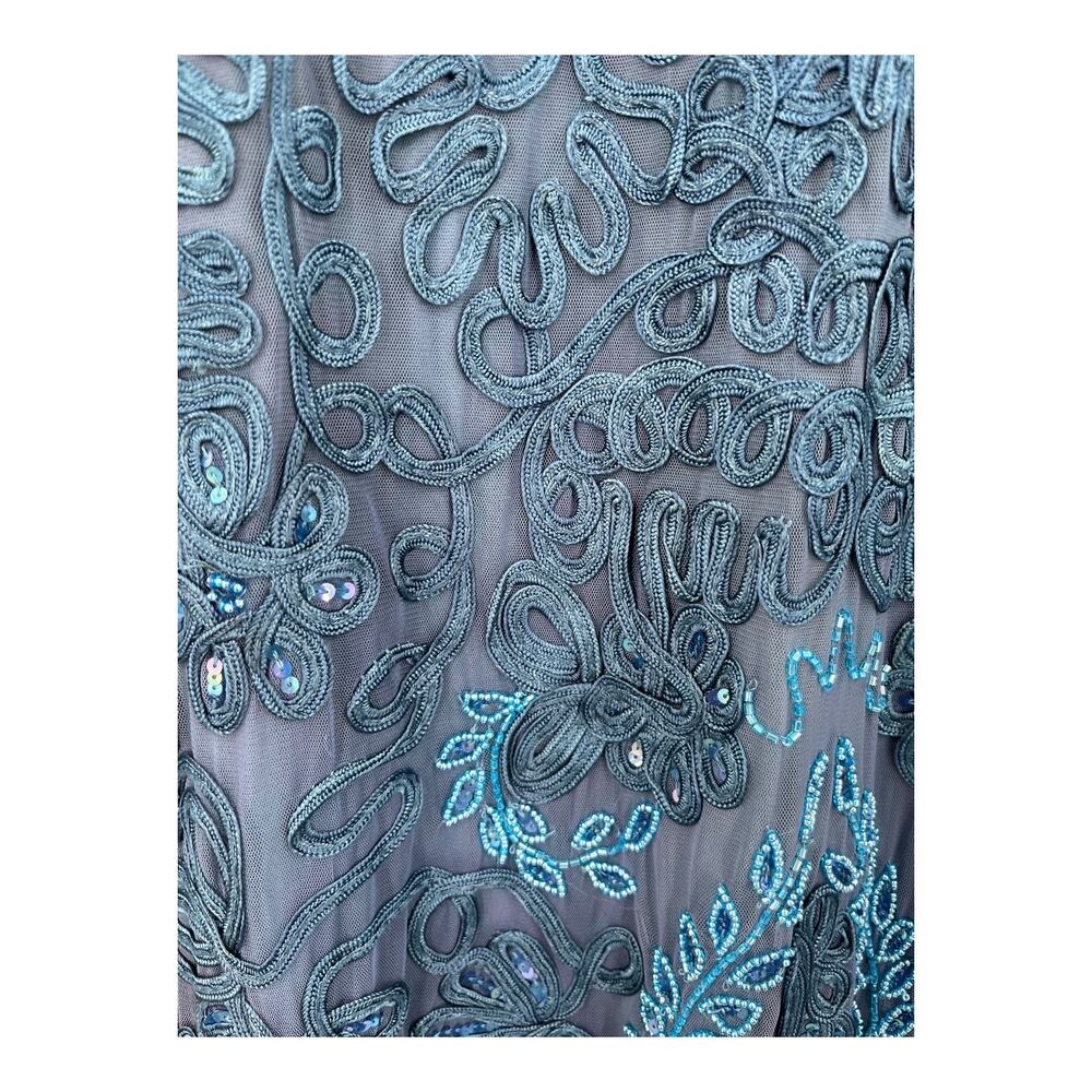 JS Collection Dress Bell sleeve soutache cocktail blue size 16 DEFECT - Picture 5 of 9